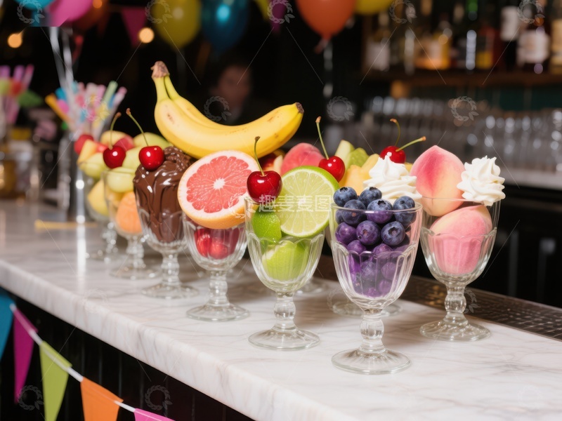 高清大图下载【趣麦麦图】色彩缤纷的水果甜品吧台