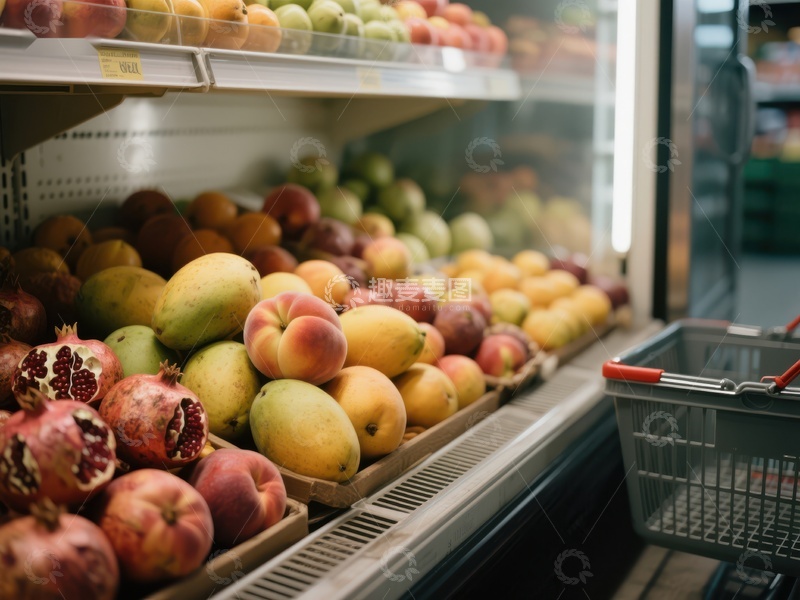 高清大图下载【趣麦麦图】超市水果冷藏区展示