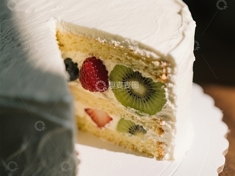 水果夹心蛋糕切片展示