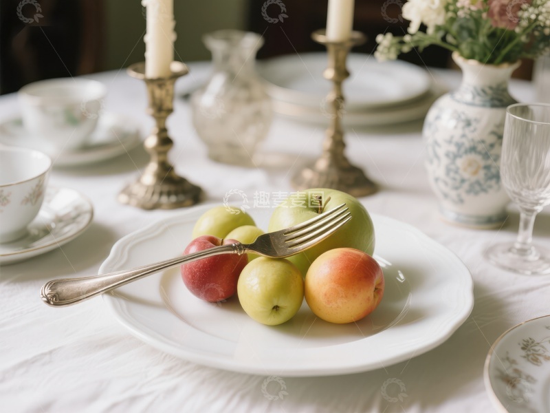 高清大图下载【趣麦麦图】餐桌上的水果与餐具