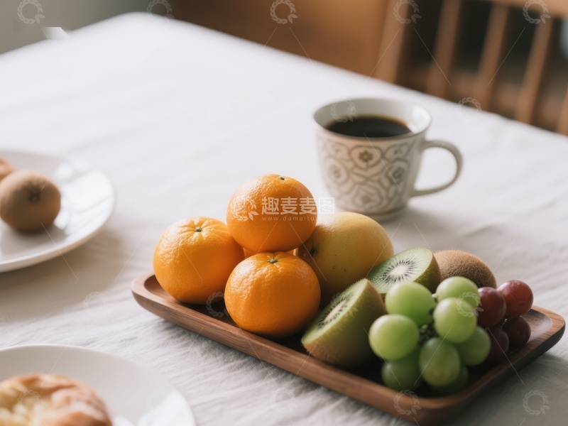 高清大图下载【趣麦麦图】水果与咖啡的温馨早餐