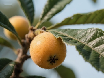 枝头成熟的枇杷果实