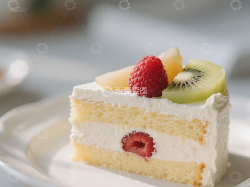 高清大图下载【趣麦麦图】水果奶油蛋糕切片