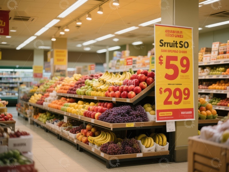高清大图下载【趣麦麦图】超市水果区促销展示