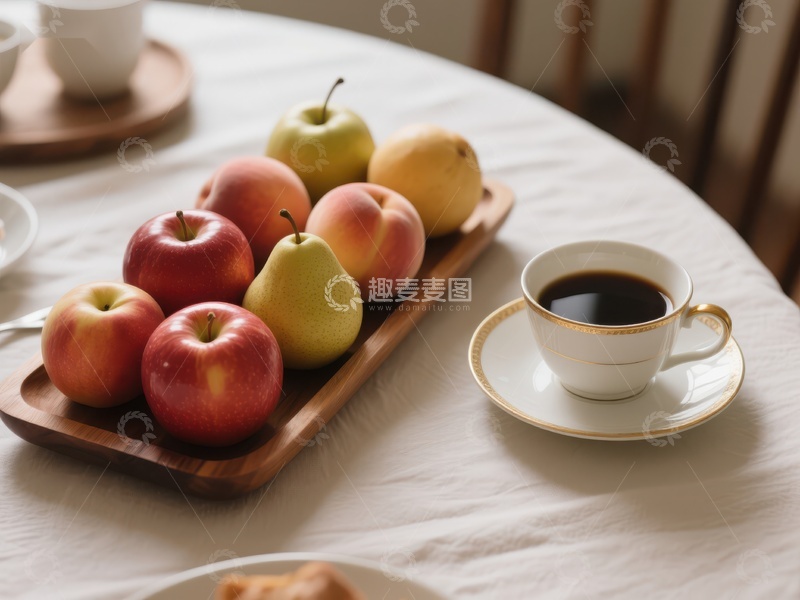高清大图下载【趣麦麦图】水果与咖啡的静谧早餐