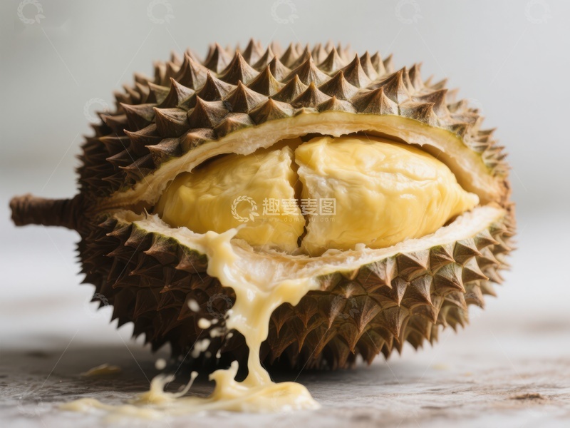 高清大图下载【趣麦麦图】新鲜榴莲果肉外溢