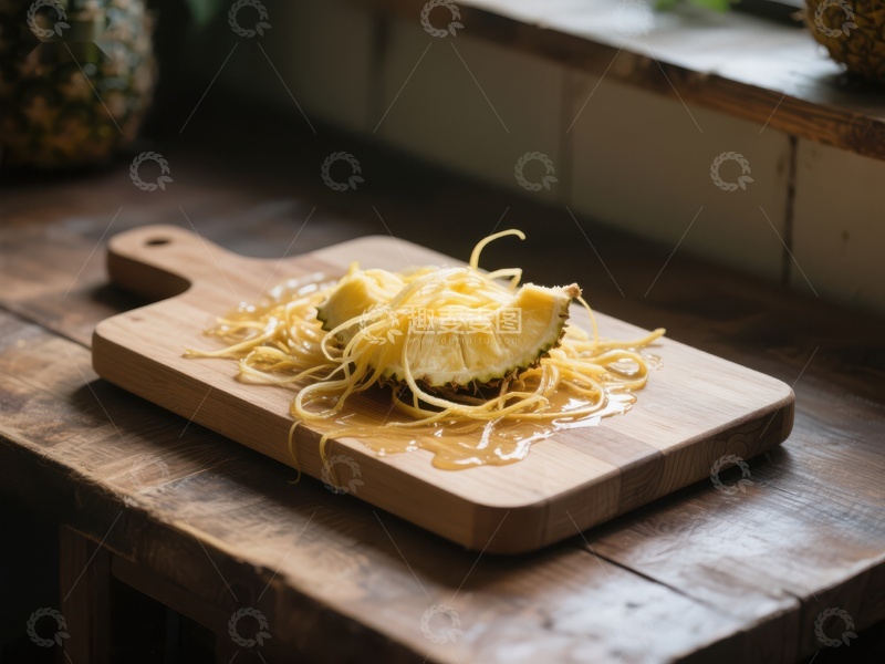 高清大图下载【趣麦麦图】榴莲果肉切片置于木板之上