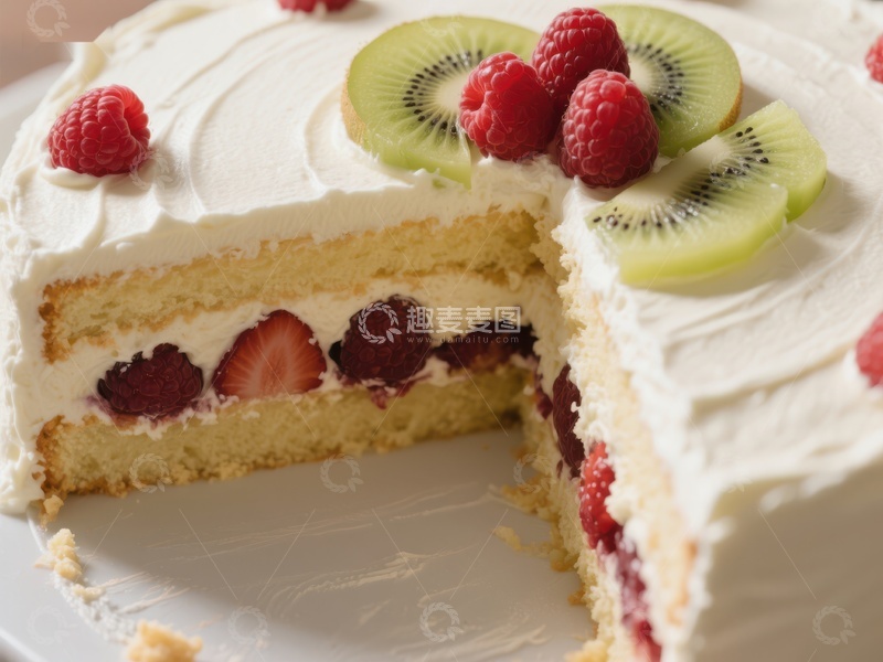 高清大图下载【趣麦麦图】鲜果奶油蛋糕切片展示