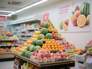 超市水果金字塔展示