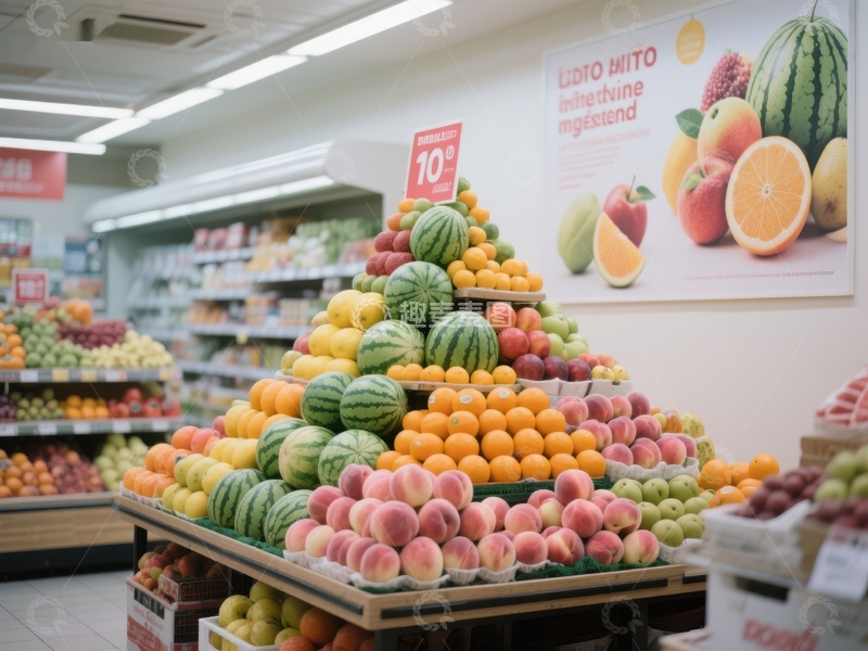 高清大图下载【趣麦麦图】超市水果金字塔展示
