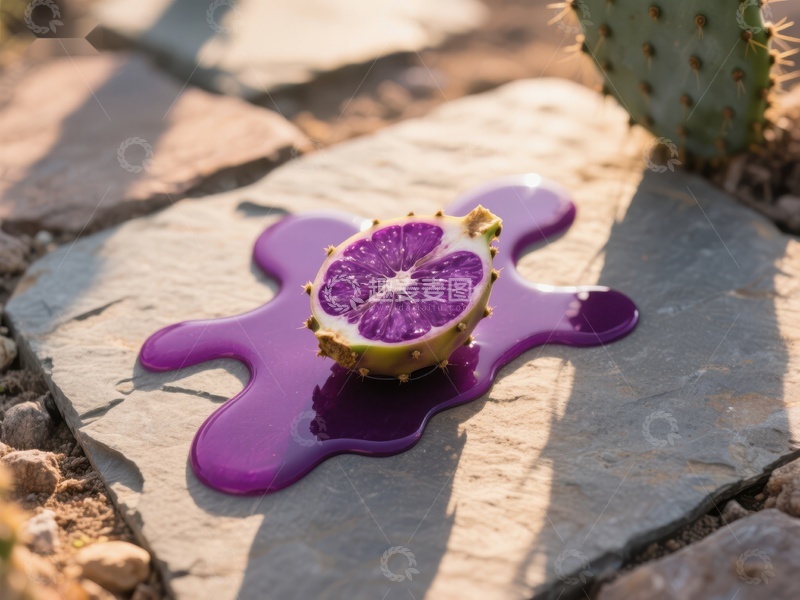 高清大图下载【趣麦麦图】紫色果汁流淌的切片水果