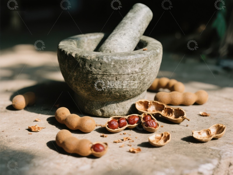 高清大图下载【趣麦麦图】石臼旁的干果与种子