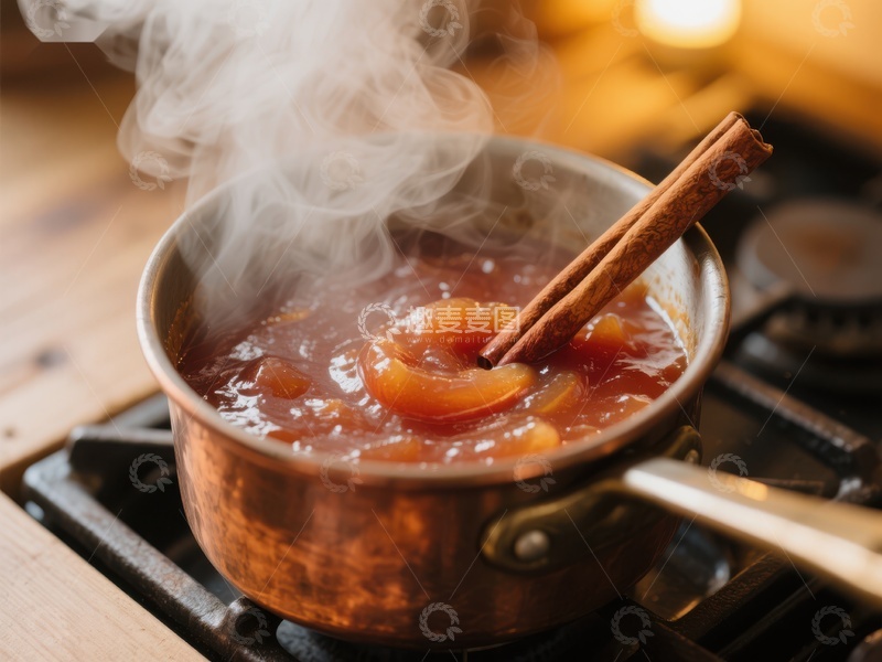 高清大图下载【趣麦麦图】热气腾腾的苹果肉桂酱