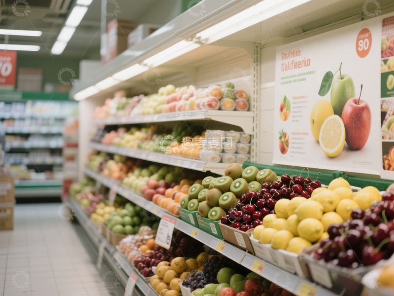 高清大图下载【趣麦麦图】超市水果区陈列展示