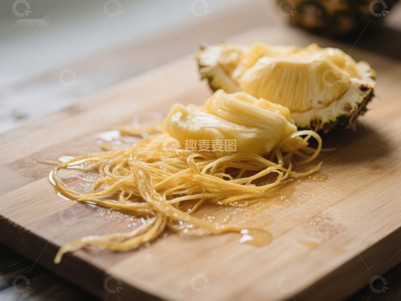 高清大图下载【趣麦麦图】切开的菠萝放在木制砧板上
