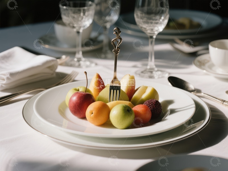 高清大图下载【趣麦麦图】精致餐桌上的水果拼盘