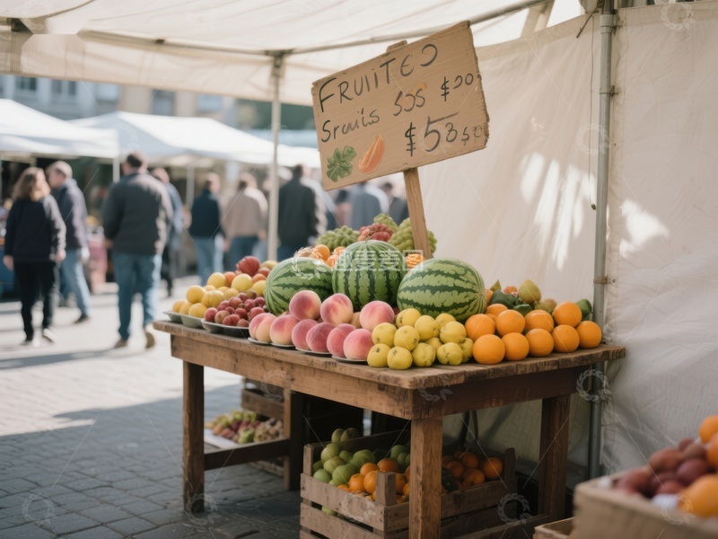 高清大图下载【趣麦麦图】市场摊位展示新鲜水果