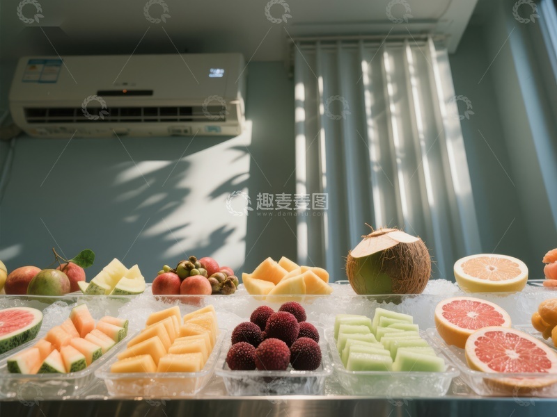 高清大图下载【趣麦麦图】新鲜水果拼盘，室内阳光照射