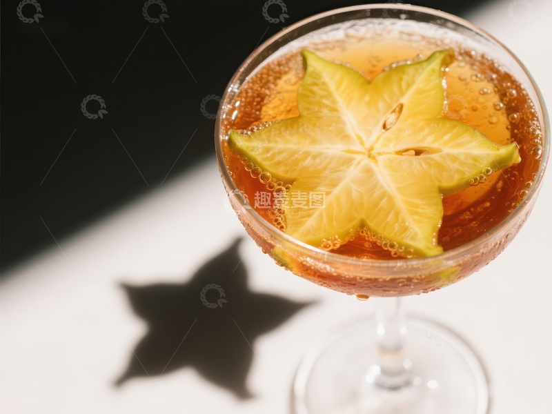 高清大图下载【趣麦麦图】星形水果装饰的鸡尾酒