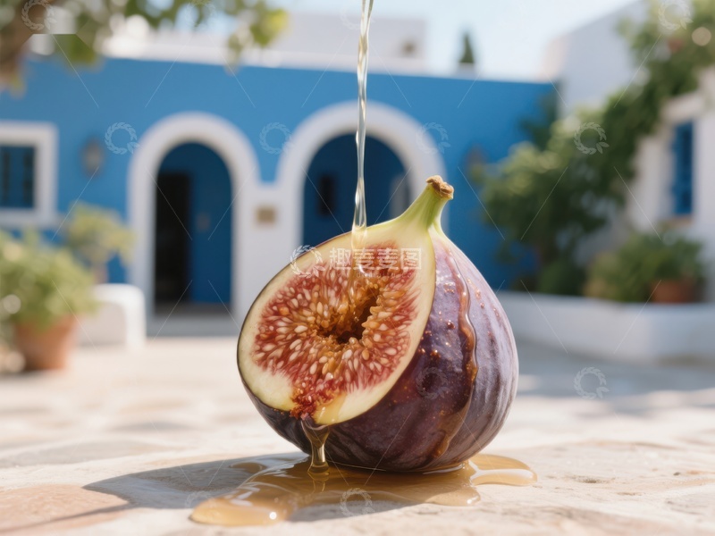 高清大图下载【趣麦麦图】蜂蜜滴落切开的无花果