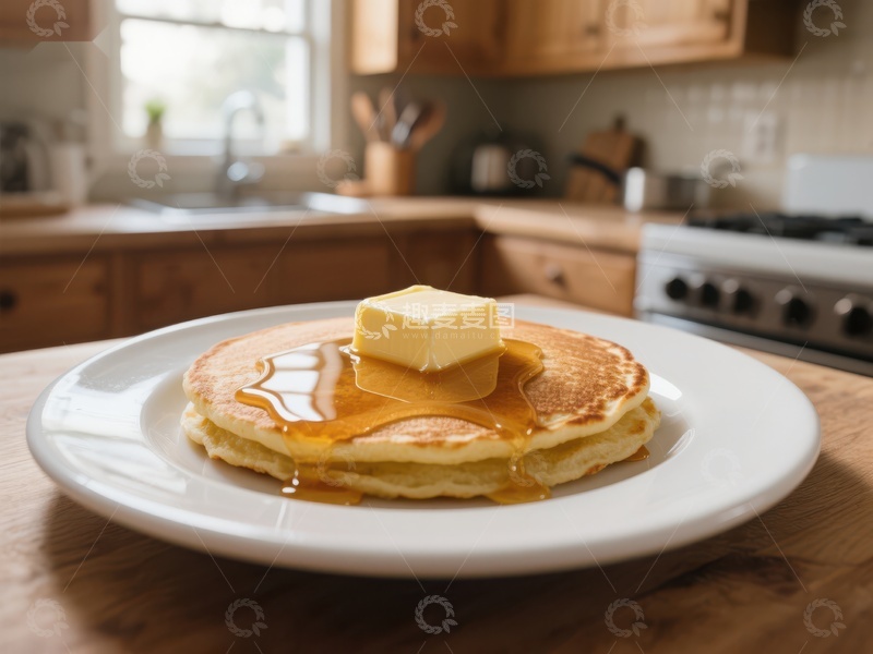 高清大图下载【趣麦麦图】热腾腾的煎饼配黄油和糖浆
