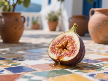 切开的无花果滴落蜂蜜