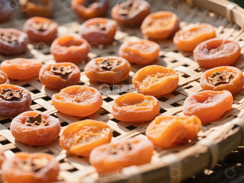 高清大图下载【趣麦麦图】竹筛上的柿饼