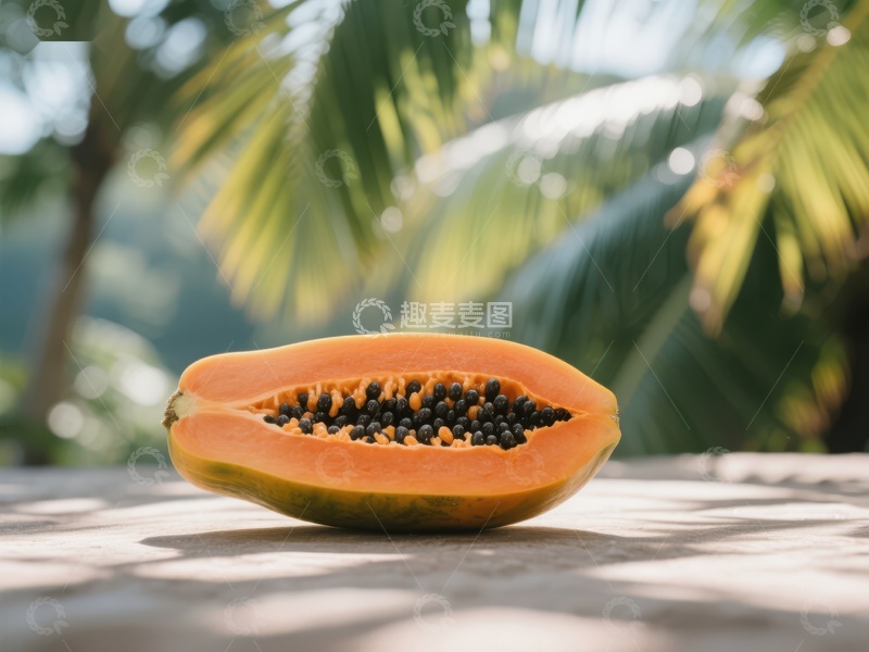高清大图下载【趣麦麦图】切开的木瓜，热带风情