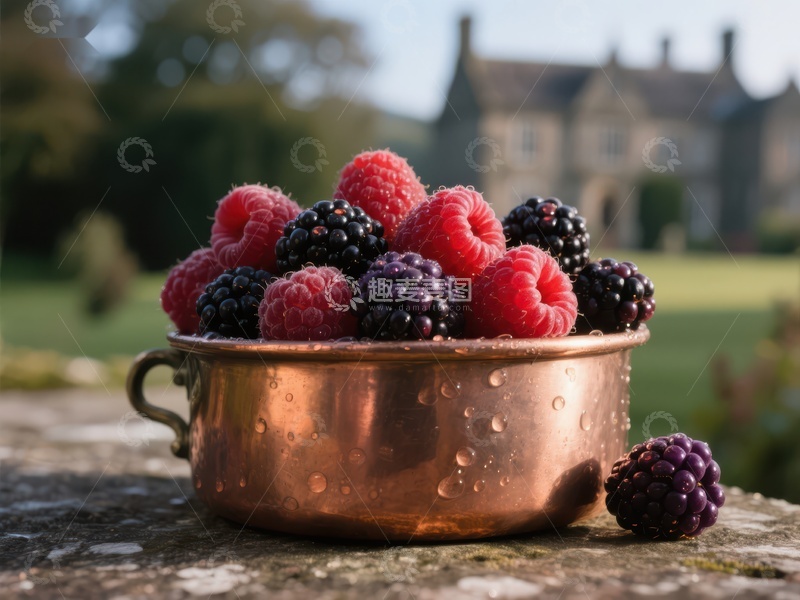 高清大图下载【趣麦麦图】铜碗中的新鲜浆果