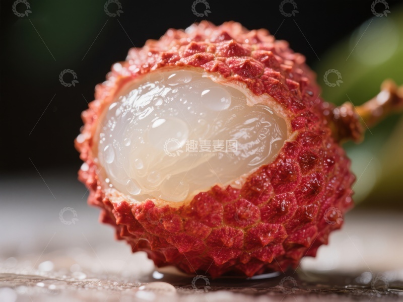 高清大图下载【趣麦麦图】新鲜荔枝特写，果肉饱满诱人