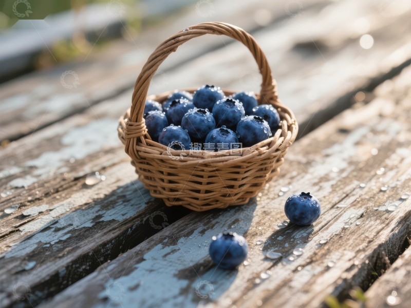 高清大图下载【趣麦麦图】篮子里的蓝莓
