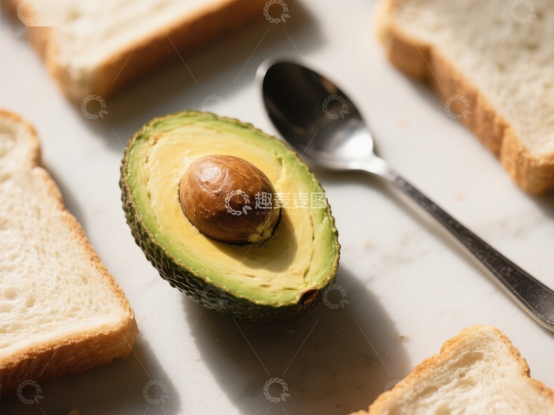 高清大图下载【趣麦麦图】切开的牛油果与面包片