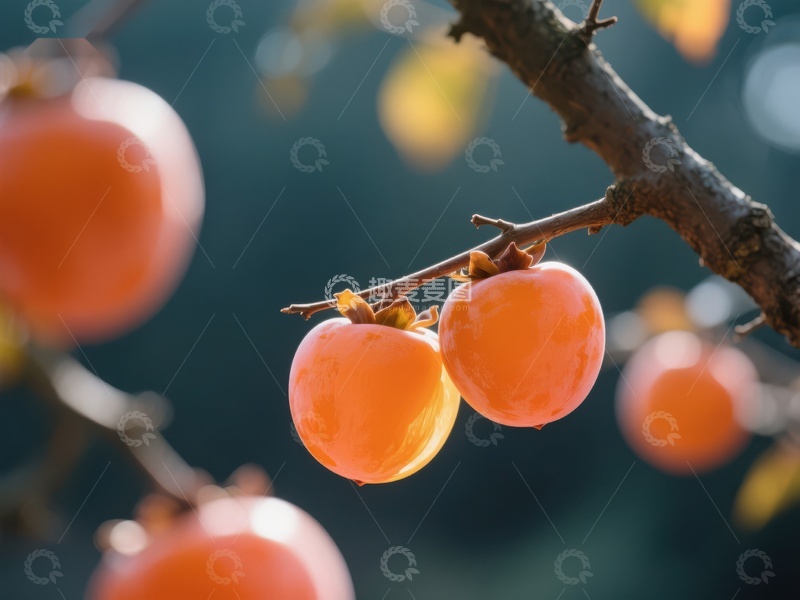 高清大图下载【趣麦麦图】-枝头挂满橙红柿子