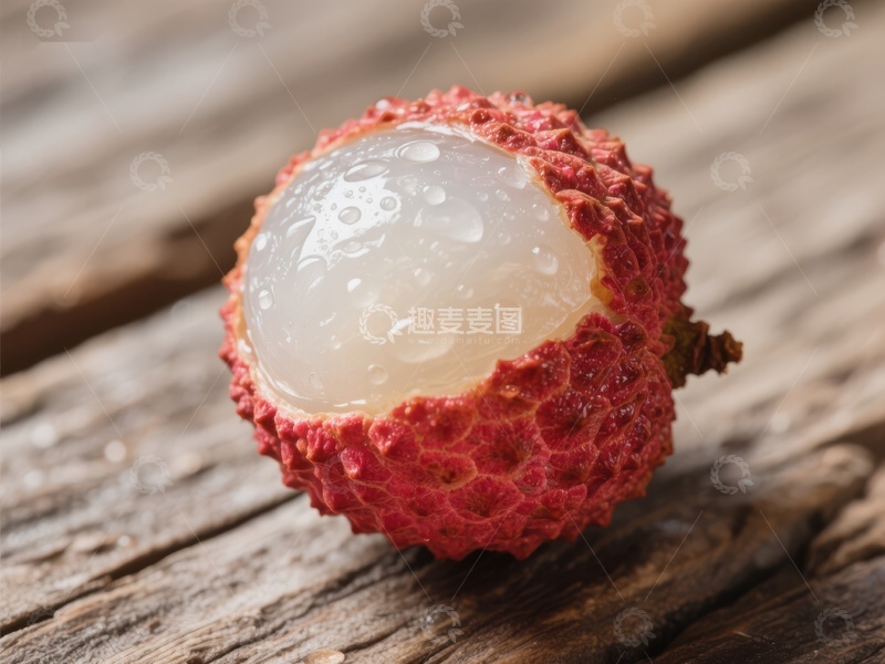 高清大图下载【趣麦麦图】新鲜荔枝特写，果肉饱满诱人