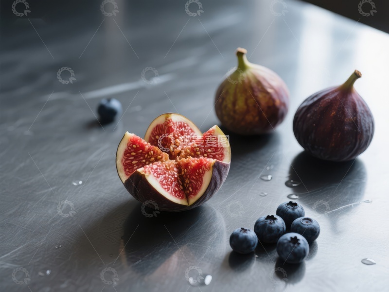 高清大图下载【趣麦麦图】新鲜无花果与蓝莓的静物组合