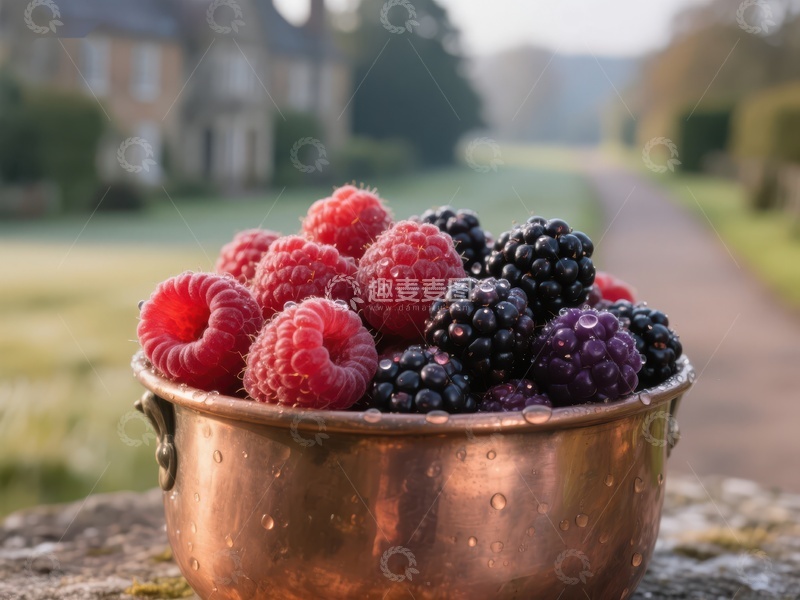 高清大图下载【趣麦麦图】铜碗中的新鲜浆果