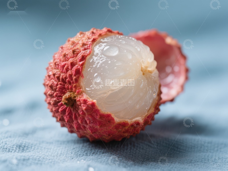 高清大图下载【趣麦麦图】新鲜荔枝特写，果肉晶莹剔透