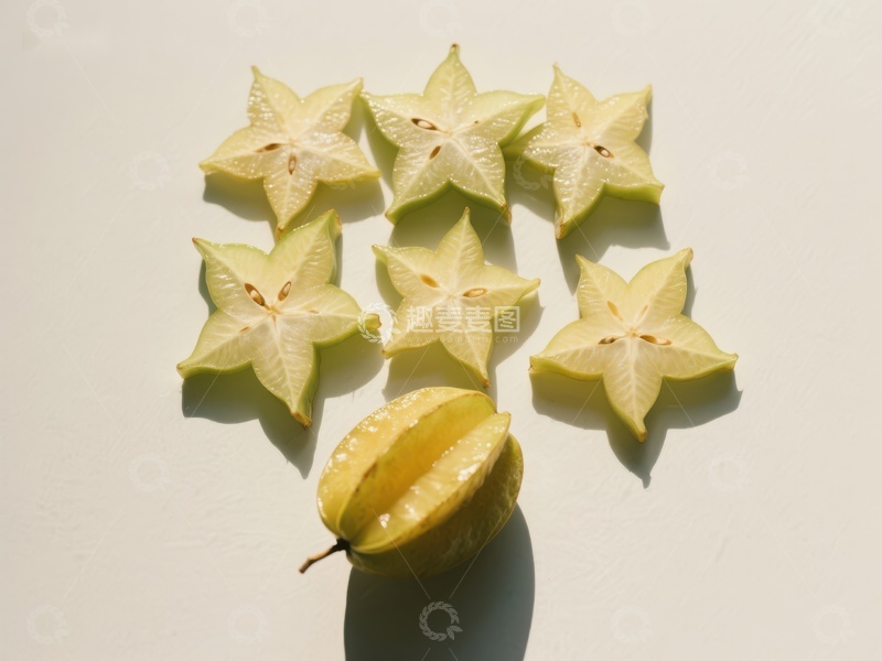 高清大图下载【趣麦麦图】切片杨桃展示独特星形纹理