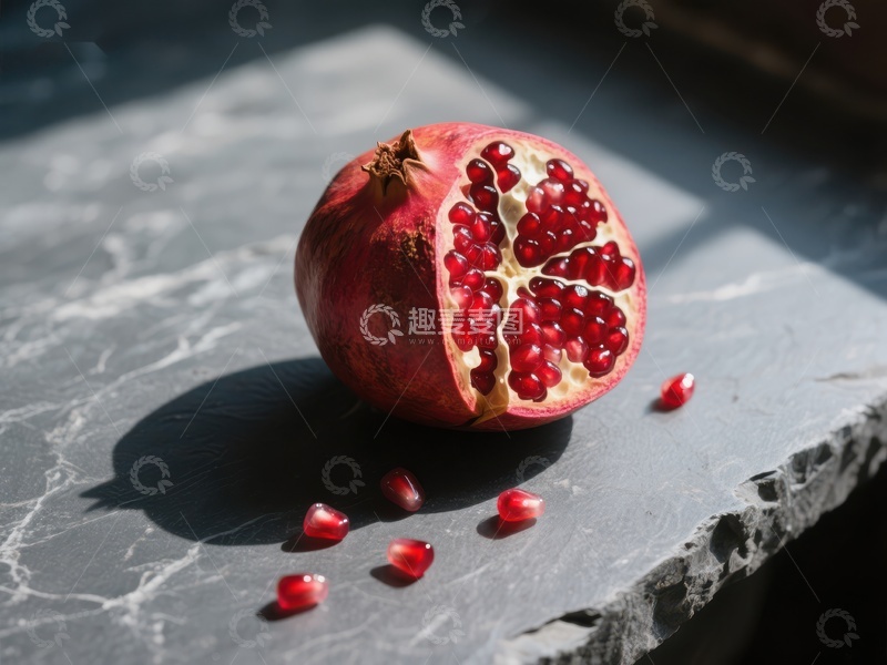 高清大图下载【趣麦麦图】切开的石榴，籽粒饱满