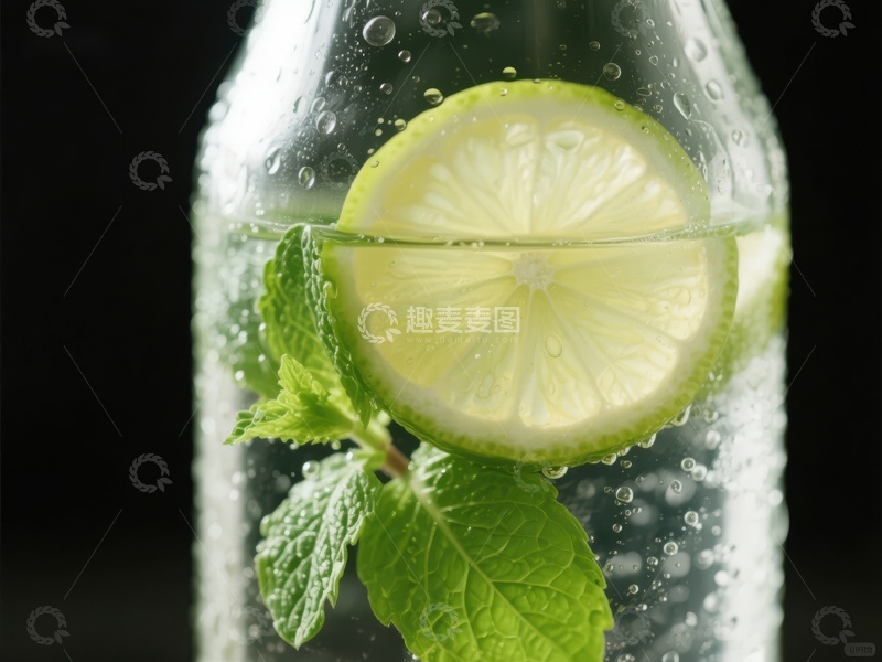 高清大图下载【趣麦麦图】清新柠檬薄荷气泡水