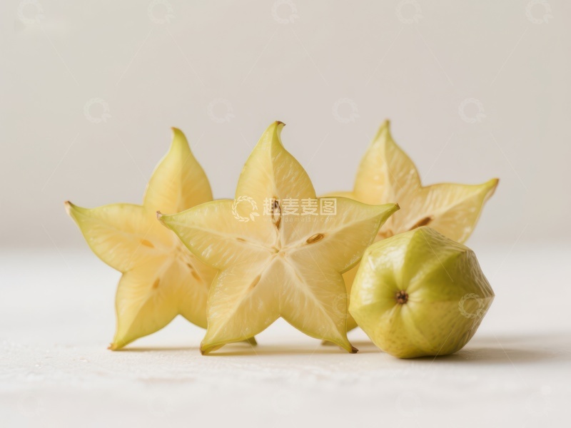 高清大图下载【趣麦麦图】切片杨桃展示其独特的星形结构