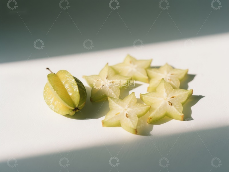 高清大图下载【趣麦麦图】切片杨桃与整果对比