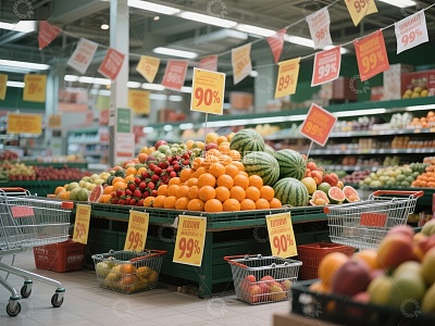 超市水果区促销展示