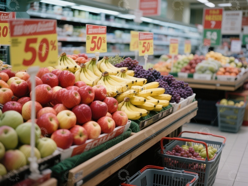 高清大图下载【趣麦麦图】超市水果区促销展示