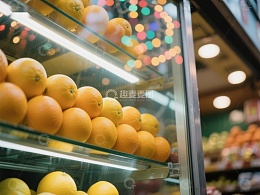 超市冷藏柜中的橙子