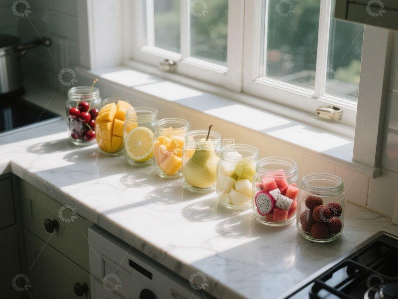 高清大图下载【趣麦麦图】窗边的水果与饮品