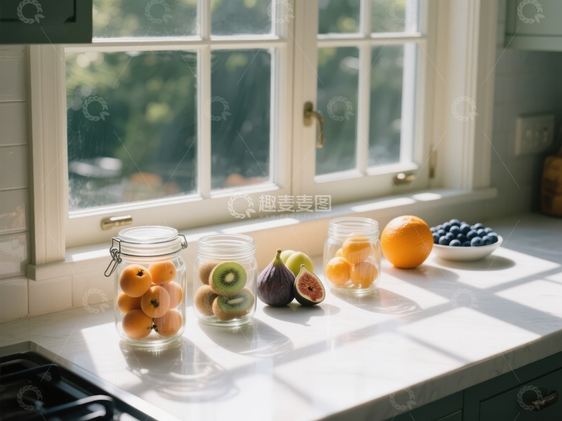 高清大图下载【趣麦麦图】窗边的水果与阳光