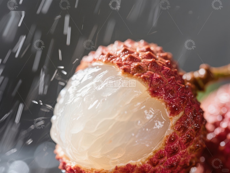 高清大图下载【趣麦麦图】新鲜荔枝特写，果肉晶莹剔透