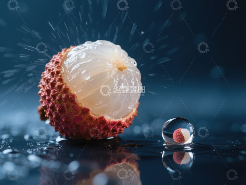 高清大图下载【趣麦麦图】新鲜荔枝特写，晶莹剔透