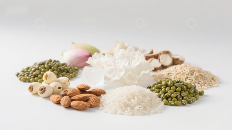 高清大图下载【趣麦麦图】多样食材展示：豆类、坚果与谷物